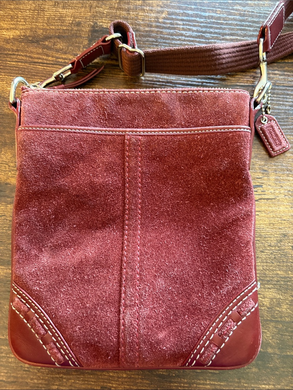 Coach Suede Crossbody Bag in Wine